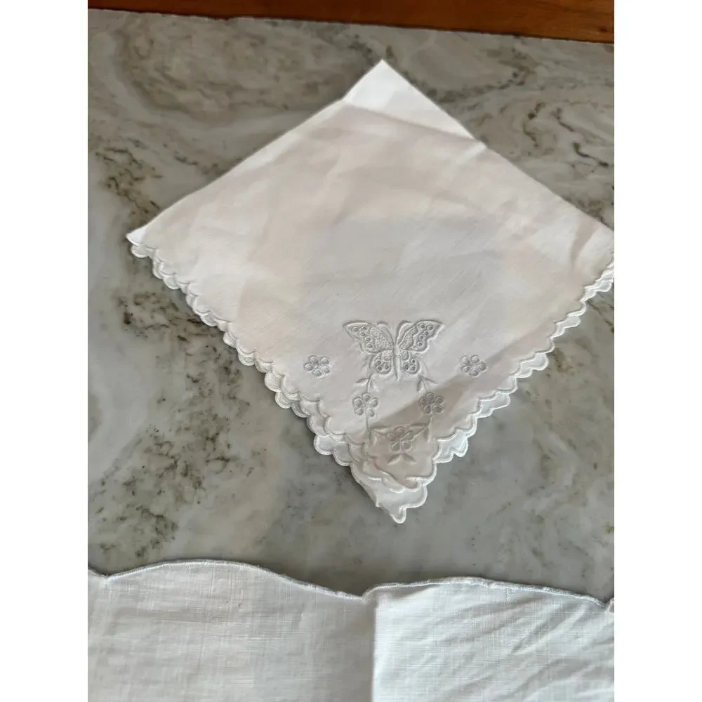 Vintage White & Blue Embroidered Linen Bundle